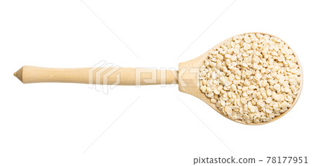 top view of raw urad dal beans in wood spoon top view of raw urad dal beans in wood spoon 78177951