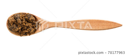 top view of muscovado cane sugar in spoon isolated top view of muscovado cane sugar in spoon isolated 78177963