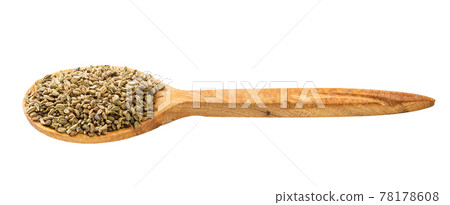 wooden spoon with ajwain seeds isolated wooden spoon with ajwain seeds isolated 78178608