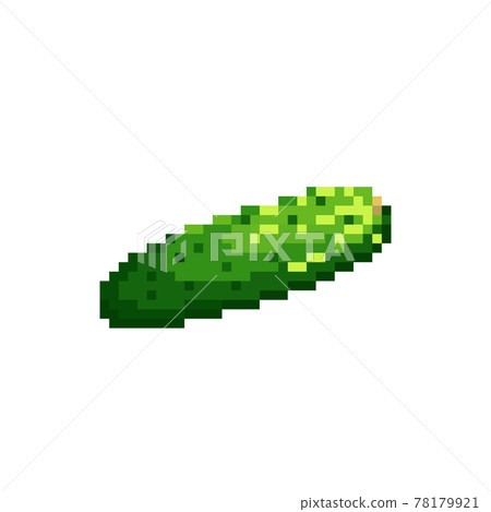 Pixel cucumber vector illustration. Pixel art vegetable cucumber icon. Pixel cucumber vector illustration. Pixel art vegetable cucumber icon. 78179921