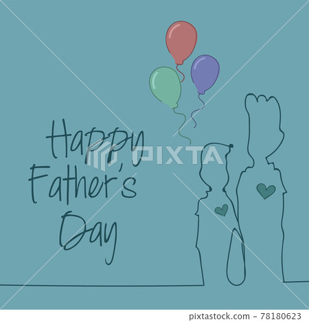 Outline of a father and his son Father day poster 78180623