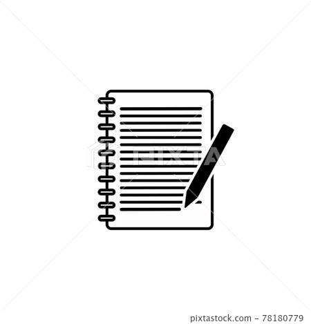 Notebook with pencil vector icon on isolated background. 78180779