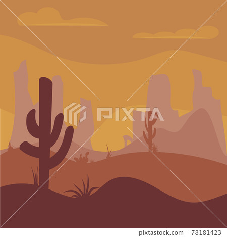 Cactuse and mountains in desert landscape Cactuse and mountains in desert landscape 78181423