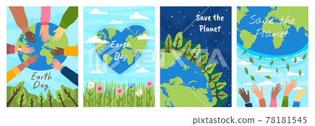 Cartoon Color Environmental Problem Concept Banner Poster Card Set. Vector Cartoon Color Environmental Problem Concept Banner Poster Card Set. Vector 78181545