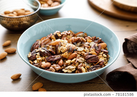 Granola, muesli with nuts for breakfast in a bowl, healthy food, diet. 78181586