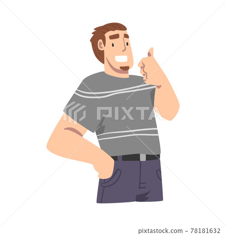 Smiling Male Showing Thumb Up Gesture as Approval or Agreement Sign Vector Illustration 78181632