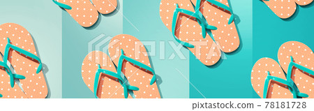 Summer concept with flip flops overhead view 78181728