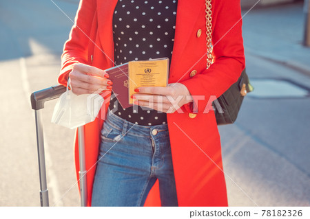 Closeup of woman with mask and covid 19 vaccination Closeup of woman with mask and covid 19 vaccination 78182326