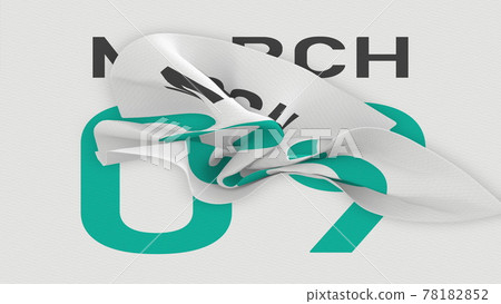 March 9 date behind crumpled paper page of a calendar, 3d rendering 78182852