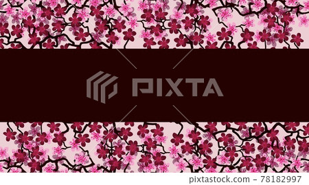 Floral greeting banner with beautiful pink blossom flowers branch Sakura. Burguny colors Background with copy space text on Cherry Twig In Bloom.Postcard good for wedding invitation, Mother,Women day 78182997