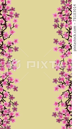 Vertical Floral greeting banner with beautiful pink blossom flowers branch Sakura.Postcard good for wedding invitation,Mother,Women day.Yellow colors Background with copy space on Cherry Twig In Bloom Vertical Floral greeting banner with beautiful pink blossom flowers branch Sakura.Postcard good for wedding invitation,Mother,Women day.Yellow colors Background with copy space on Cherry Twig In Bloom 78183014