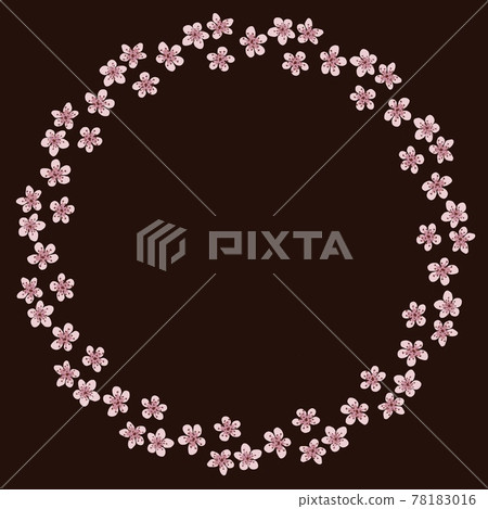 Colorful flowers wreath.Delicate wreath of sakura branches.Flowers blossom hand drawn,circle frame of pink colors flowers on brown.Copyspace.Design for invitation, wedding invitation or greeting cards Colorful flowers wreath.Delicate wreath of sakura branches.Flowers blossom hand drawn,circle frame of pink colors flowers on brown.Copyspace.Design for invitation, wedding invitation or greeting cards 78183016