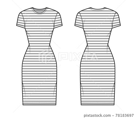 Dress high-low technical fashion illustration with sleeveless