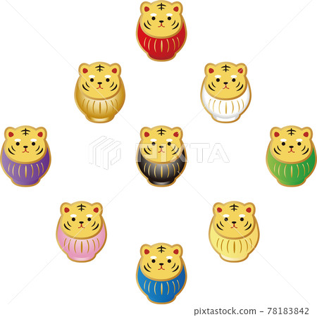 Tiger Year Tiger Tiger Tiger Daruma New Year New Year's Card Material Illustration Set Tiger Year Tiger Tiger Tiger Daruma New Year New Year's Card Material Illustration Set 78183842