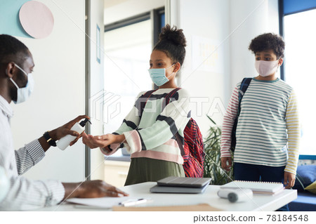 Hand Sanitizing in School 78184548