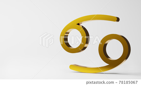 zodiac symbol CANCER signs gold on white background 3D rendering zodiac symbol CANCER signs gold on white background 3D rendering 78185067
