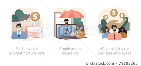 Governmental support for quarantined worker abstract concept vector illustrations. 78185265