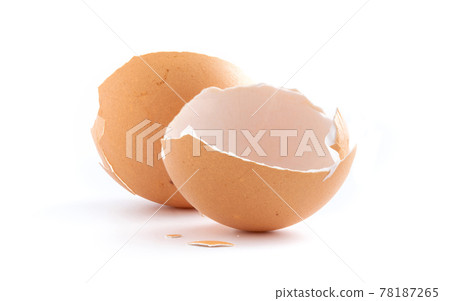 Broken eggshell like a new birth isolated on white background 78187265