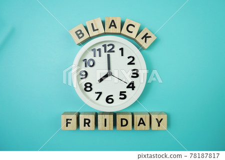 Black Friday with Clock on blue background 78187817