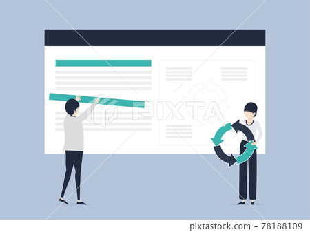 Illustration material of Asians who create presentation materials 78188109