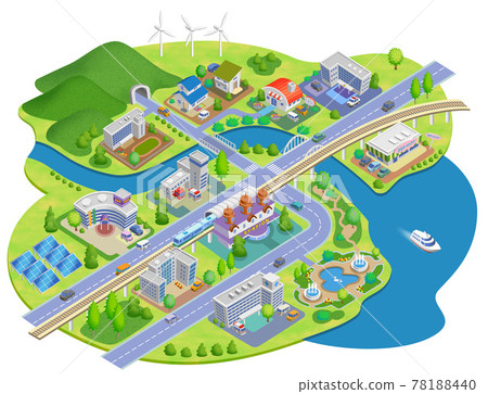 有變化的智慧城市街道插圖 78188440