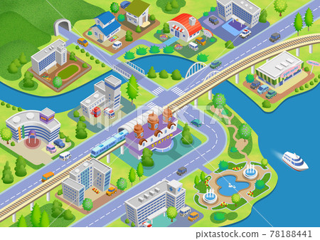 有變化的智慧城市街道插圖 78188441