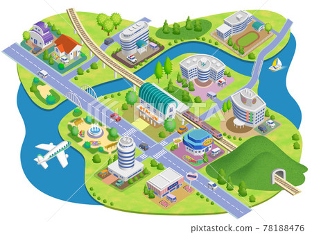 Illustrations of smart city streets with variations 78188476
