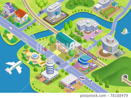 Illustrations of smart city streets with variations 78188479