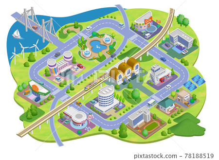 Illustrations of smart city streets with variations 78188519