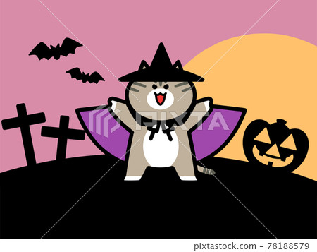 Nyanko in disguise Halloween background illustration material Nyanko in disguise Halloween background illustration material 78188579