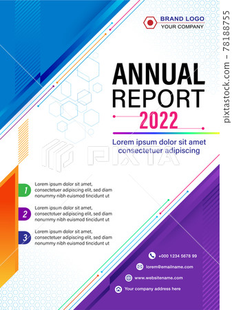 Annual report cover, flyer layout design, business brochure template, advertisement, presentation, magazine page, a4 size vector illustration, blue and purple color 78188755