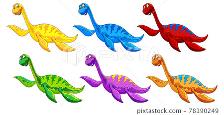 Set of pliosaurus dinosaur cartoon character Set of pliosaurus dinosaur cartoon character 78190249