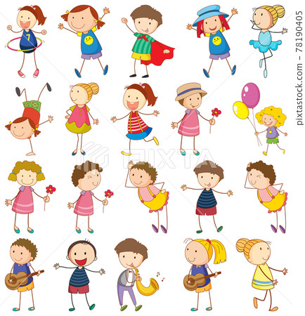 Set of different kids in doodle style Set of different kids in doodle style 78190405