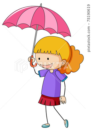 Girl holding umbrella cartoon character Girl holding umbrella cartoon character 78190619
