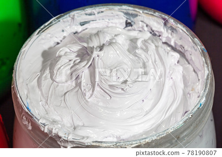 .close up white color of ink for print tee shirt. .close up white color of ink for print tee shirt. 78190807