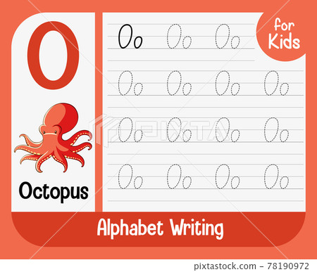 Alphabet tracing worksheet with letter and vocabulary 78190972