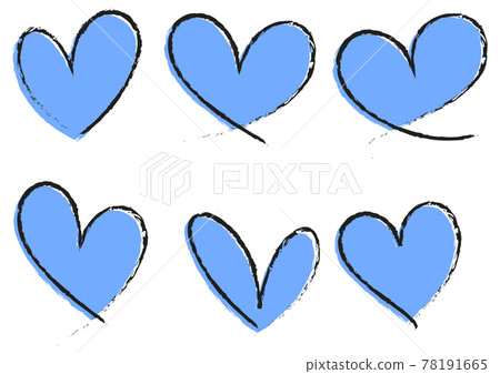 Set of blue heart hand drawn isolated Set of blue heart hand drawn isolated 78191665