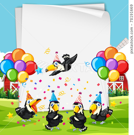 Paper template with cute animals in party theme Paper template with cute animals in party theme 78191669