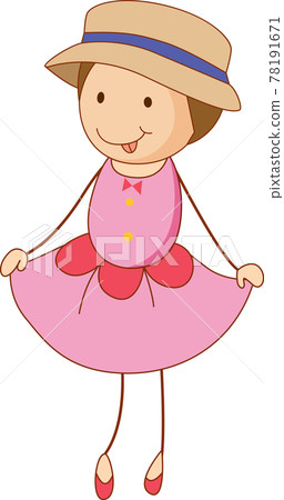 Cute girl cartoon character in hand drawn doodle style isolated 78191671