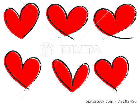 Set of red heart hand drawn isolated - Stock Illustration [78192456 ...