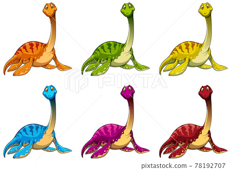 Set pliosaurus dinosaur cartoon character 78192707
