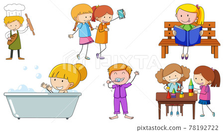 Set of many children doing different activities 78192722