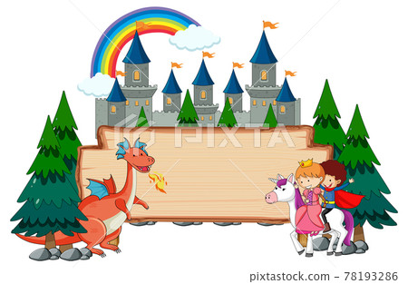 Blank wooden banner with fantasy cartoon character isolated Blank wooden banner with fantasy cartoon character isolated 78193286