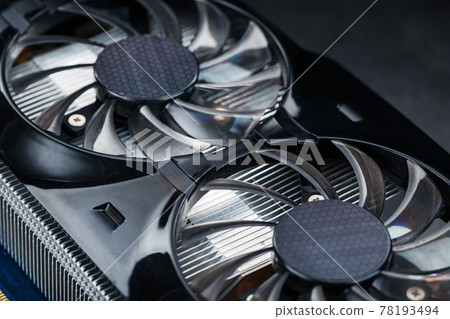 Video card cooling system cooler close-up, Selective focus. Video card cooling system cooler close-up, Selective focus. 78193494