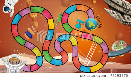 Board game with cute alien theme template Board game with cute alien theme template 78193876