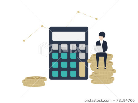 金錢、計算器和人的插圖素材 78194706