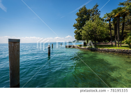 Coastline on Lake Garda - Garda Town Tourist Resort in Veneto Italy Coastline on Lake Garda - Garda Town Tourist Resort in Veneto Italy 78195335