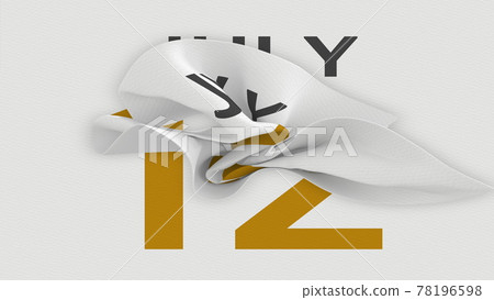 July 12 date behind crumpled paper page of a calendar, 3d rendering 78196598