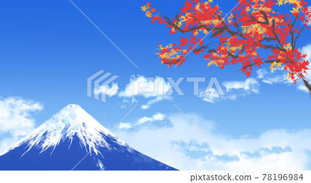 富士山和秋葉的水彩風格插圖 78196984