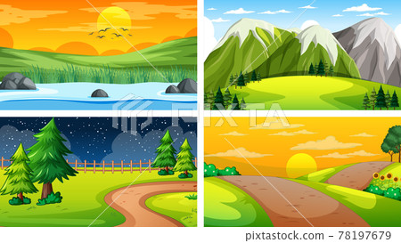 Four different scene of nature park and forest Four different scene of nature park and forest 78197679